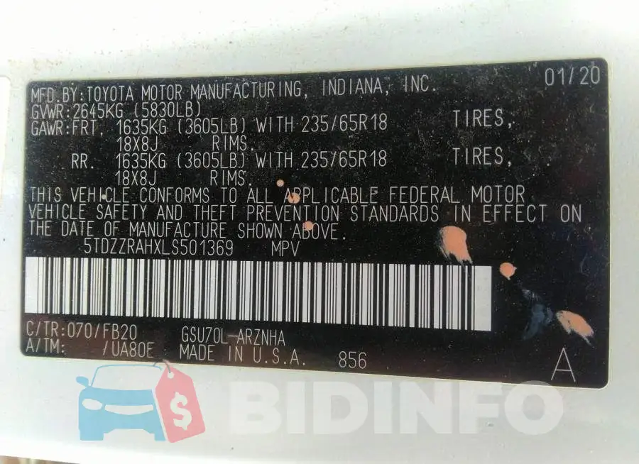 5TDZZRAHXLS501369 Photo# 9