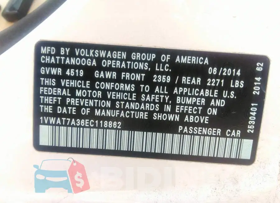 1VWAT7A36EC118862 Photo# 9