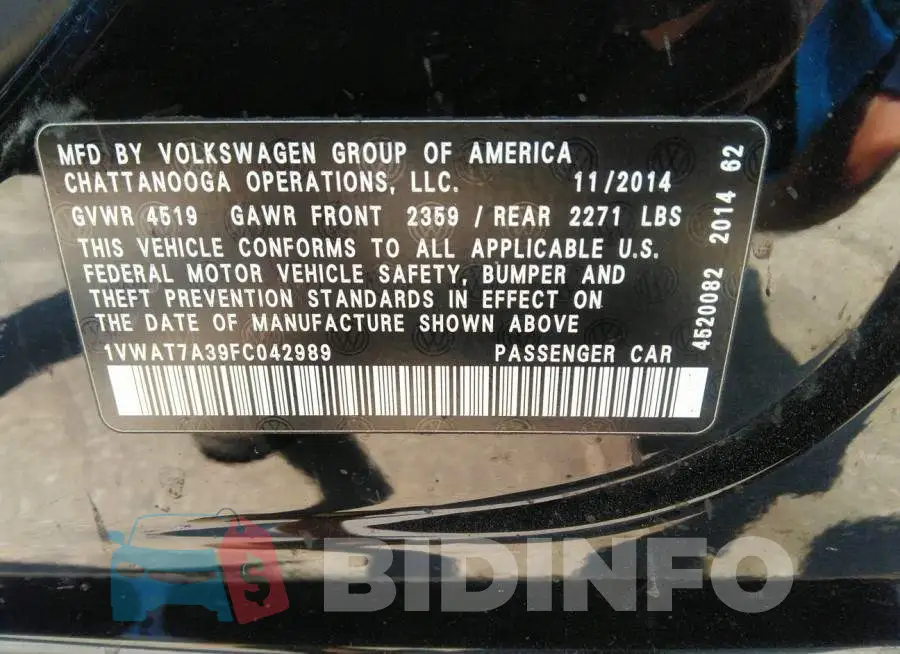 1VWAT7A39FC042989 Photo# 8
