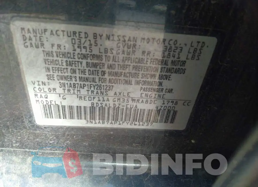 3N1AB7AP1FY261237 Photo# 9