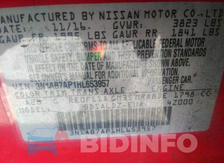 3N1AB7AP1HL653957 Photo# 9