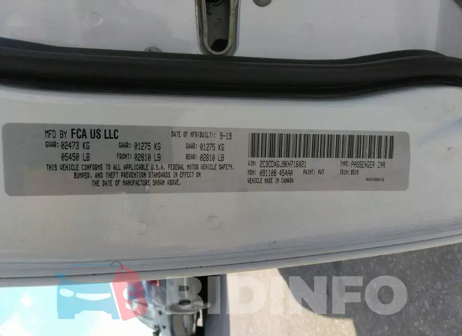 2C3CDXGJ9KH716021 Photo# 9