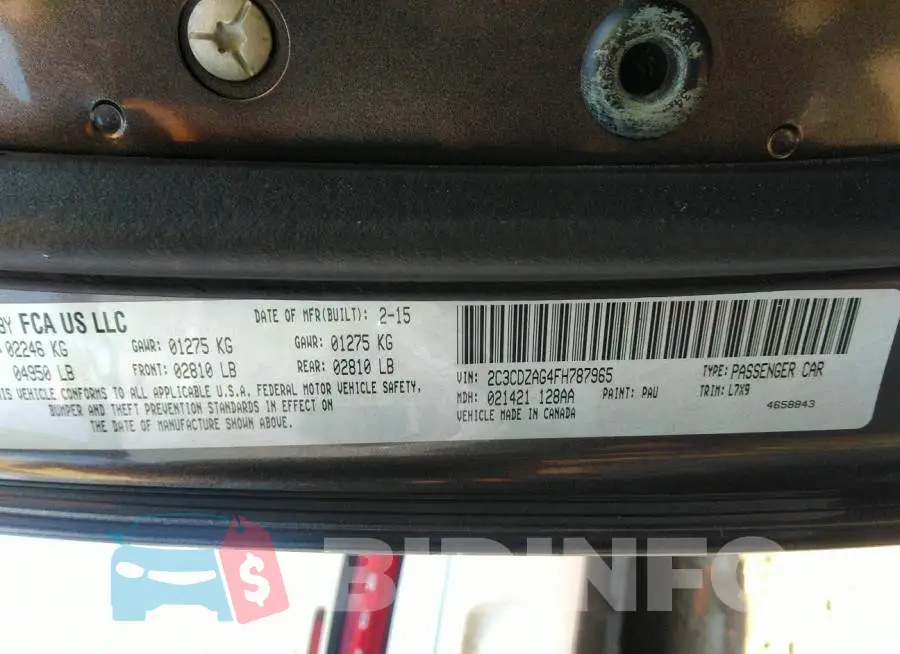 2C3CDZAG4FH787965 Photo# 9
