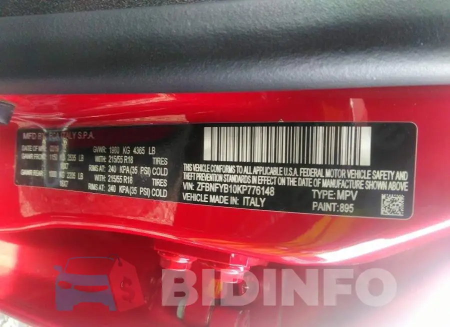 ZFBNFYB10KP776148 Photo# 9