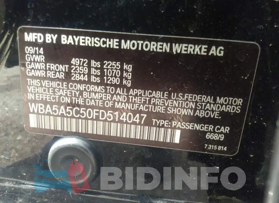 WBA5A5C50FD514047 Photo# 9