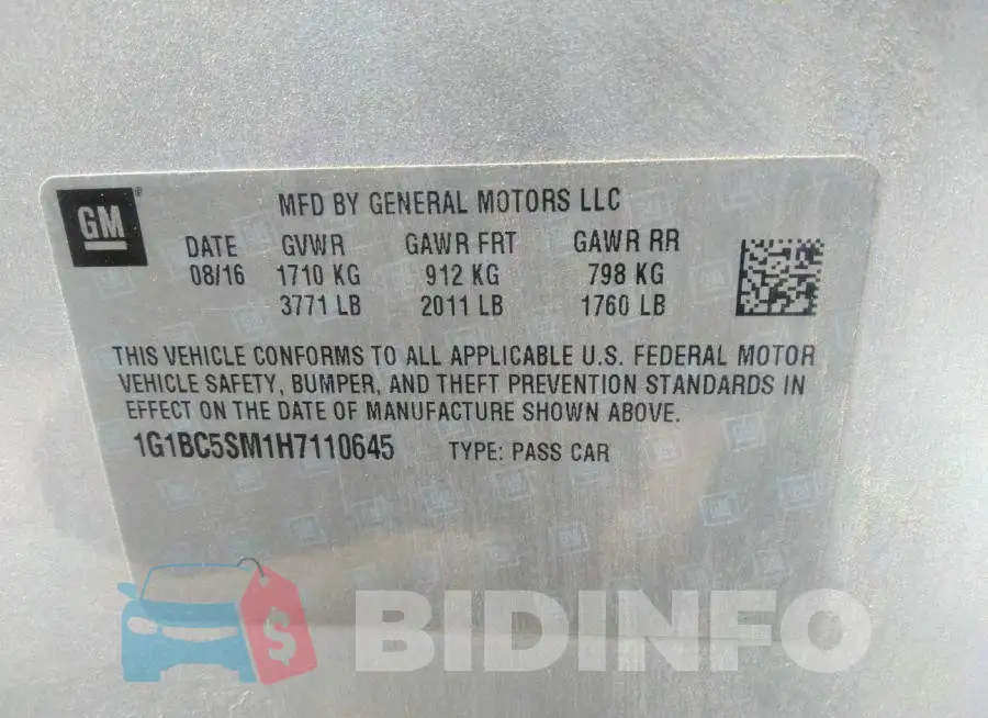 1G1BC5SM1H7110645 Photo# 9