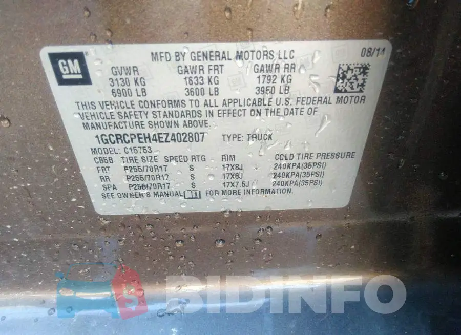 1GCRCPEH4EZ402807 Photo# 9