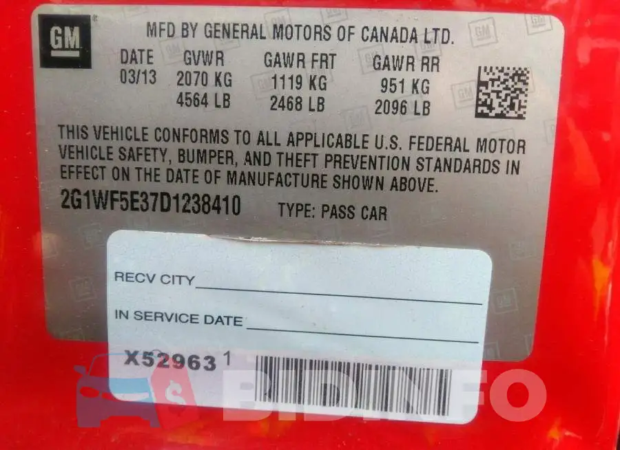 2G1WF5E37D1238410 Photo# 9