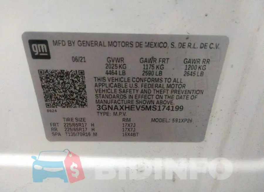 3GNAXHEV5MS174199 Photo# 9
