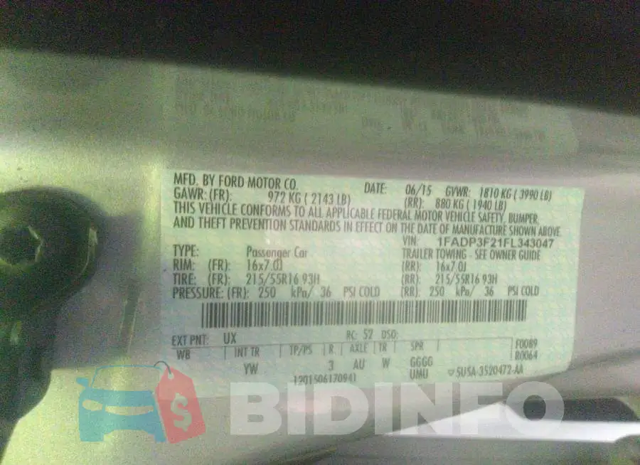 1FADP3F21FL343047 Photo# 9