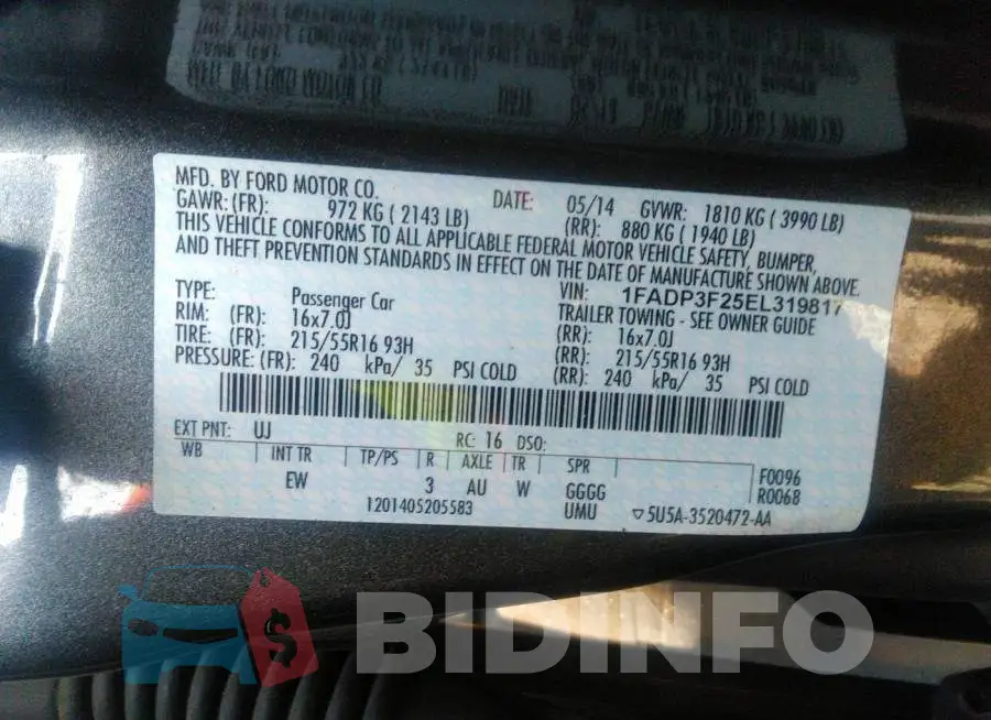 1FADP3F25EL319817 Photo# 9
