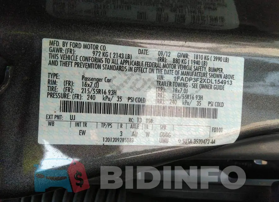 1FADP3F2XDL154913 Photo# 9