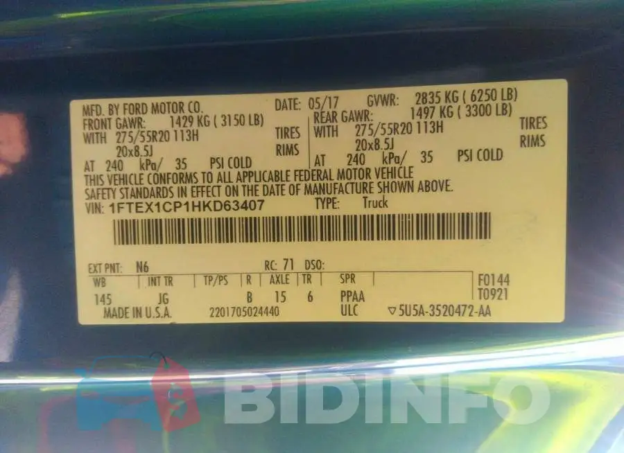 1FTEX1CP1HKD63407 Photo# 9