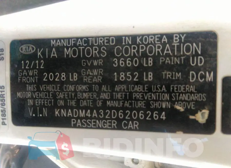 KNADM4A32D6206264 Photo# 9