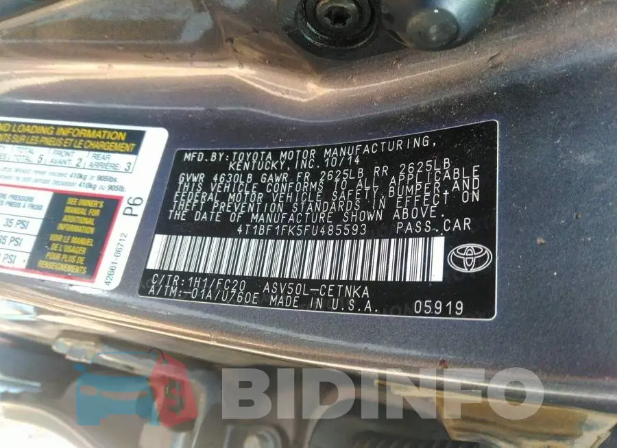 4T1BF1FK5FU485593 Photo# 9
