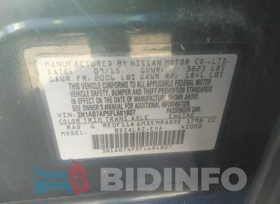 3N1AB7AP5FL681807 Photo# 9