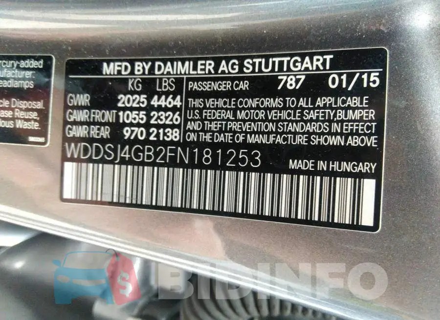 WDDSJ4GB2FN181253 Photo# 9