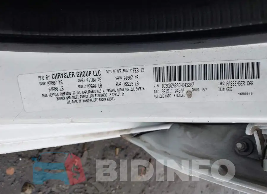 1C3CDZAB9DN643207 Photo# 9