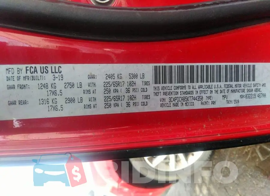 3C4PDCAB5KT744350 Photo# 9