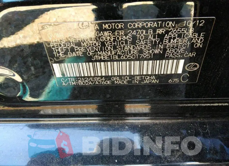 JTHBE1BL6D5017951 Photo# 9