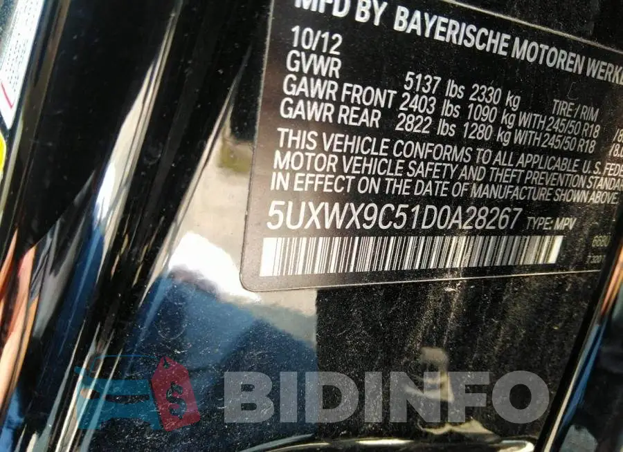5UXWX9C51D0A28267 Photo# 9