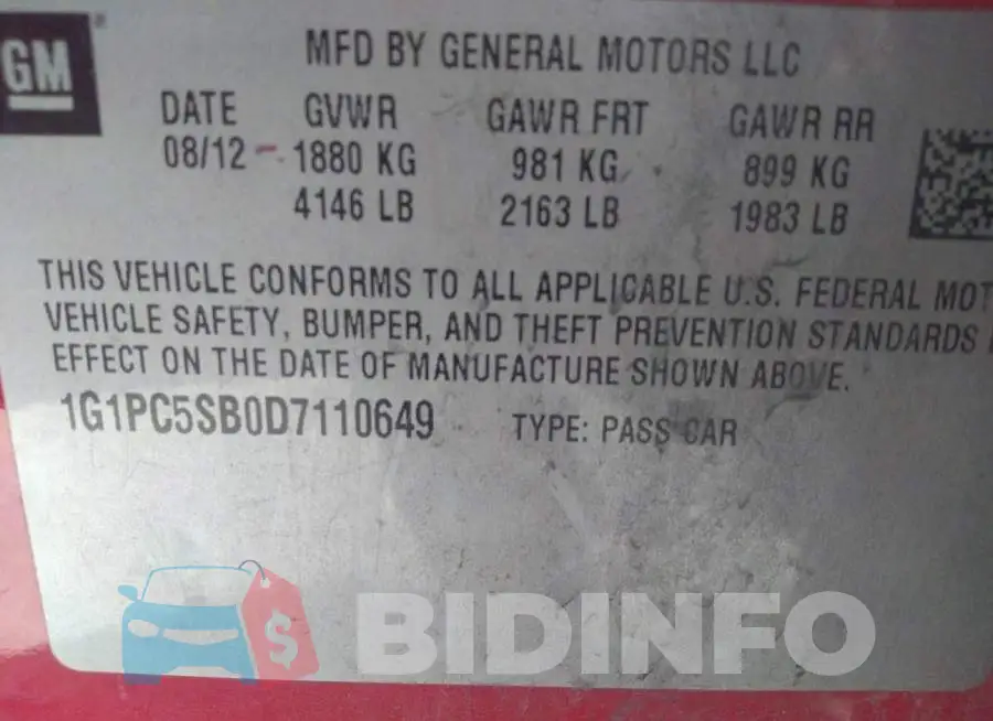 1G1PC5SB0D7110649 Photo# 9