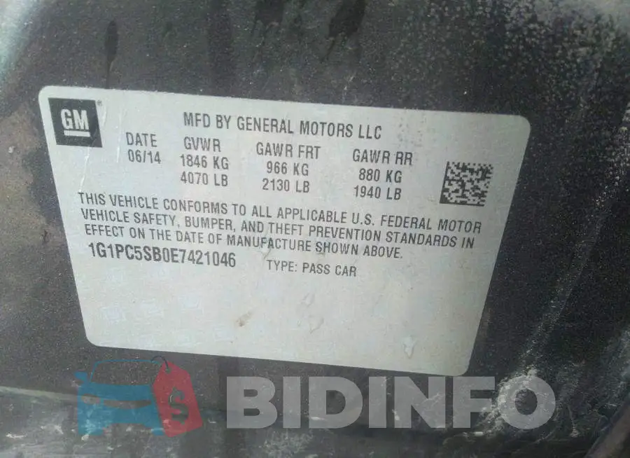 1G1PC5SB0E7421046 Photo# 9