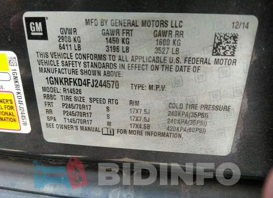 1GNKRFKD4FJ244570 Photo# 9