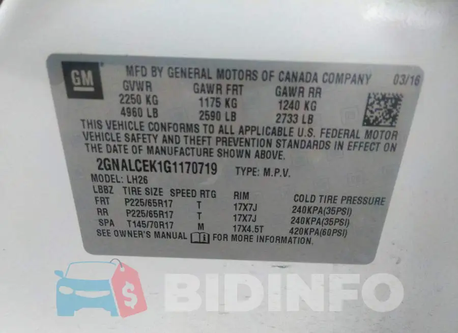 2GNALCEK1G1170719 Photo# 9