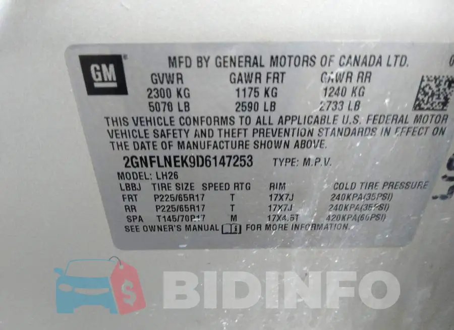 2GNFLNEK9D6147253 Photo# 9