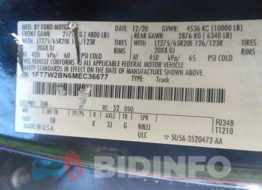 1FT7W2BN6MEC36677 Photo# 9