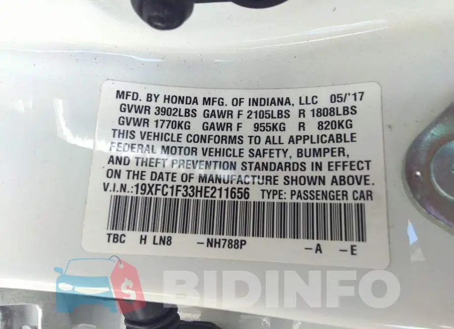 19XFC1F33HE211656 Photo# 9