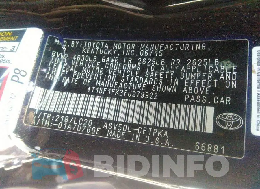4T1BF1FK3FU979922 Photo# 9