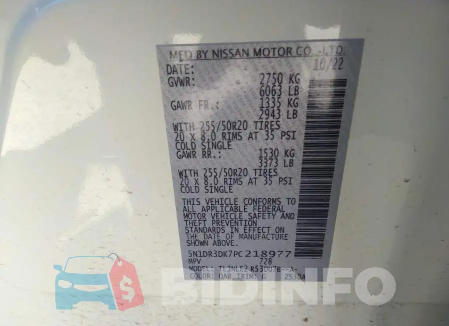 5N1DR3DK7PC218977 Photo# 9