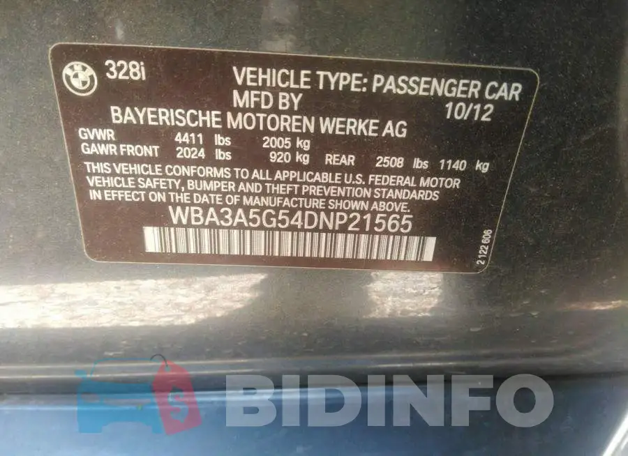 WBA3A5G54DNP21565 Photo# 9