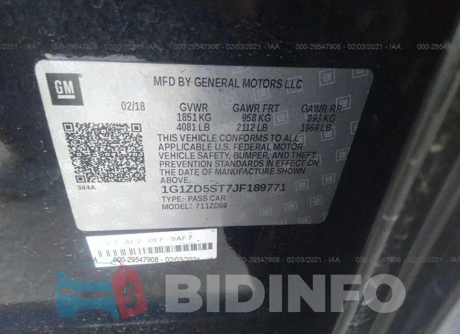 1G1ZD5ST7JF189771 Photo# 9