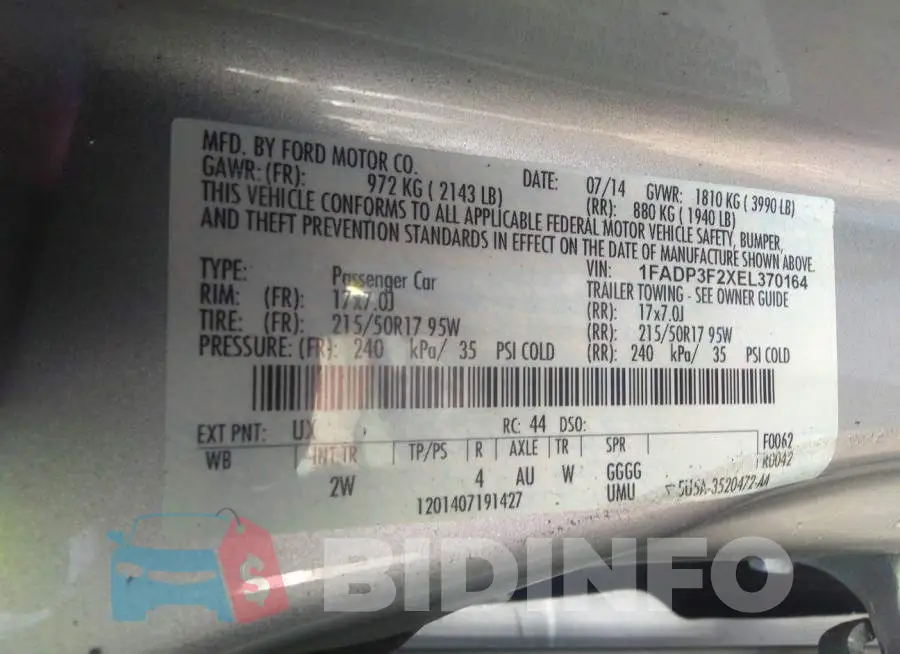 1FADP3F2XEL370164 Photo# 9