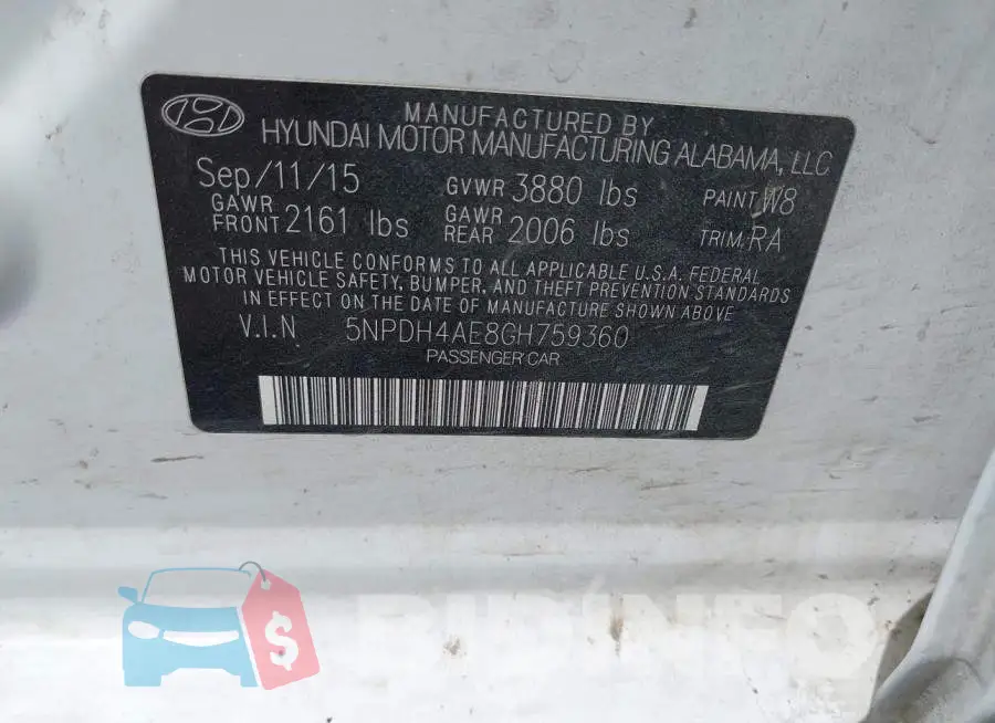 5NPDH4AE8GH759360 Photo# 9