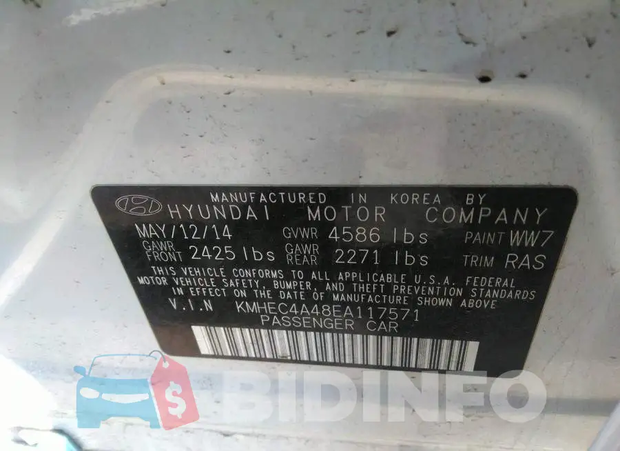 KMHEC4A48EA117571 Photo# 9