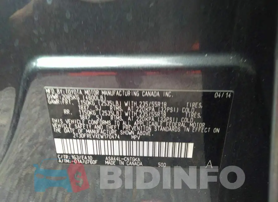 2T3DFREVXEW170474 Photo# 9
