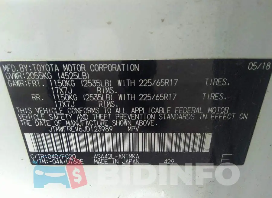 JTMWFREV6JD123989 Photo# 9