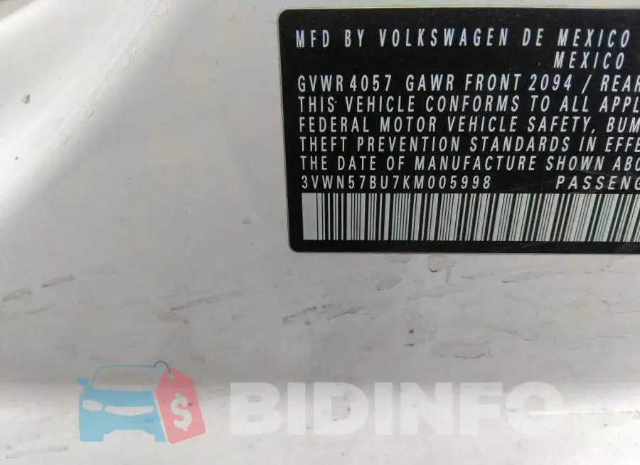 3VWN57BU7KM005998 Photo# 9