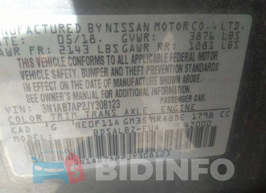 3N1AB7AP2JY308123 Photo# 9