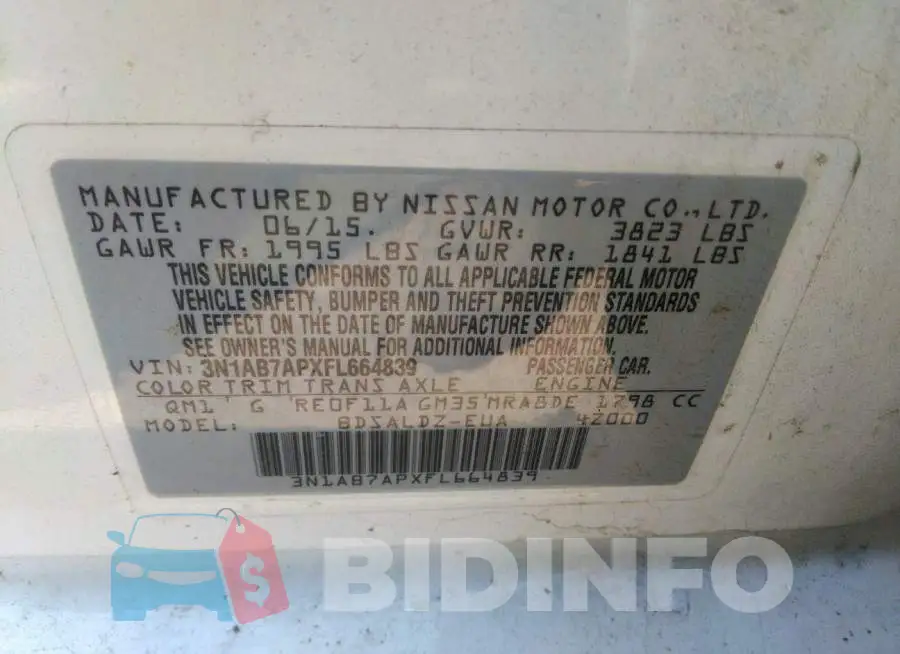 3N1AB7APXFL664839 Photo# 9