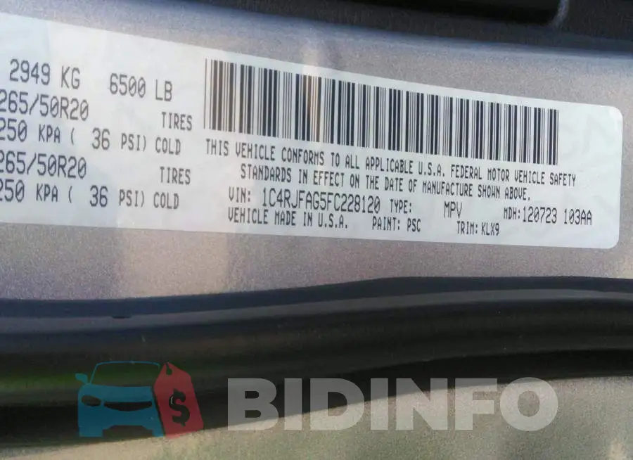 1C4RJFAG5FC228120 Photo# 9