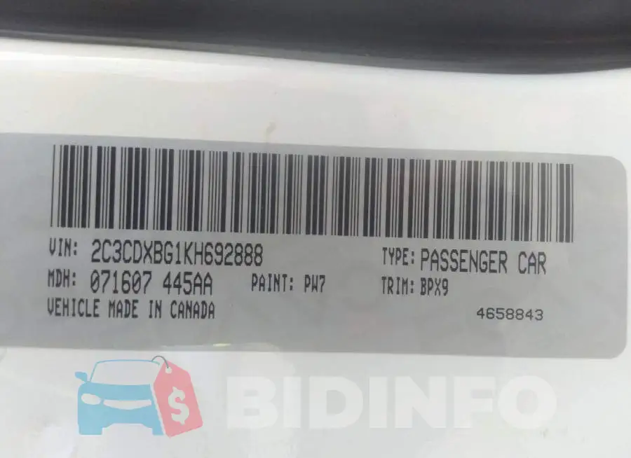 2C3CDXBG1KH692888 Photo# 9