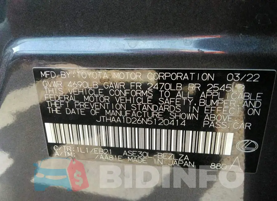 JTHAA1D26N5120414 Photo# 9