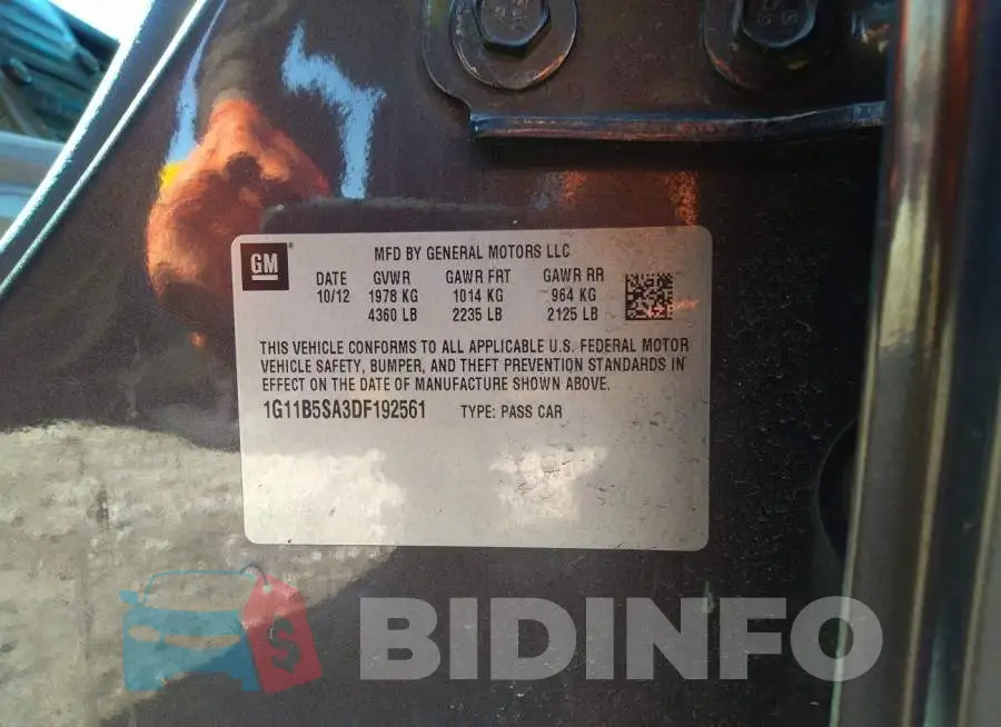1G11B5SA3DF192561 Photo# 9