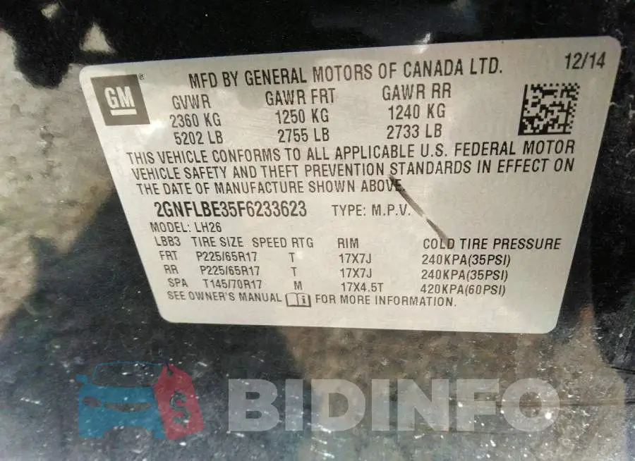 2GNFLBE35F6233623 Photo# 9