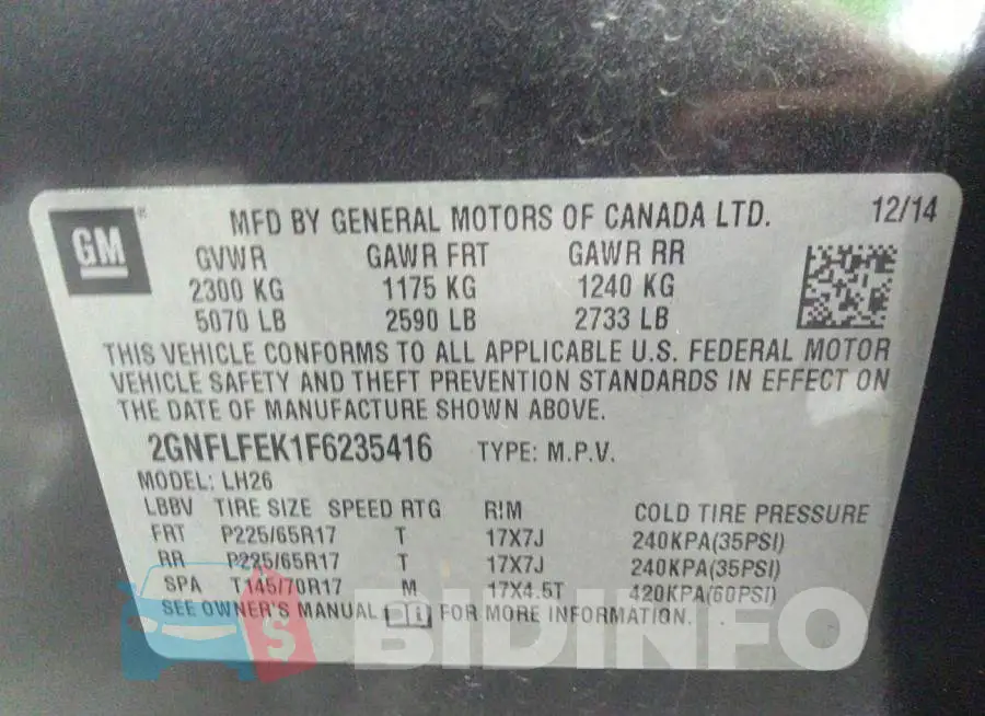 2GNFLFEK1F6235416 Photo# 9